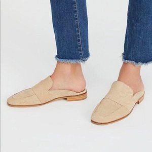 Free People At Ease Tan Suede Loafer Mules 39.5